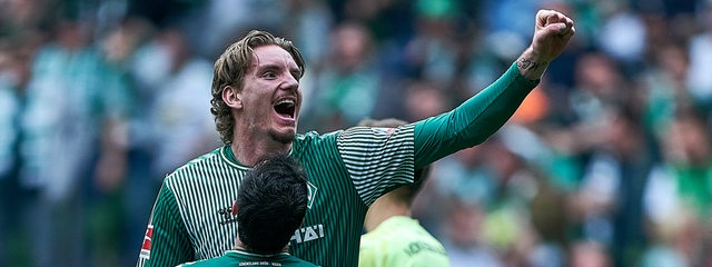 Werder-Spieler Nick Woltemade bejubelt seinen ersten Bundesliga-Treffer im Spiel gegen Mönchengladbach.