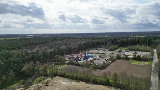 Luftansicht auf die Gegend bei Syke, Blick auf die Ergasförderung.