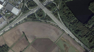 Luftbild vom Gebiet um das Bremer Kreuz, wo das Gewergebiet Achim West enstehen soll