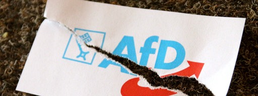 Das Logo der Bremer AfD mit einem Riss darin (Symbolfoto)