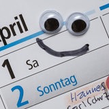 Ein Smiley auf einem Kalender am 1. April.