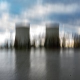 Atomkraftwerk in Biblis verfremdet.