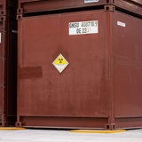 Castorbehälter mit radioaktivem Abfall.