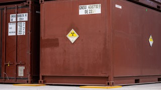 Castorbehälter mit radioaktivem Abfall.