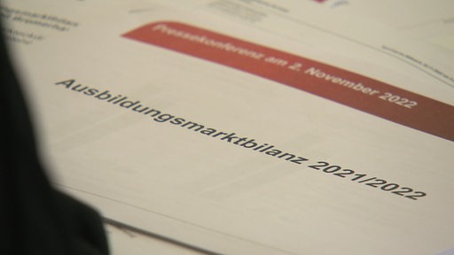 Auf einem Blattpapier steht "Ausbildungsmarktbilanz 2021/2022".