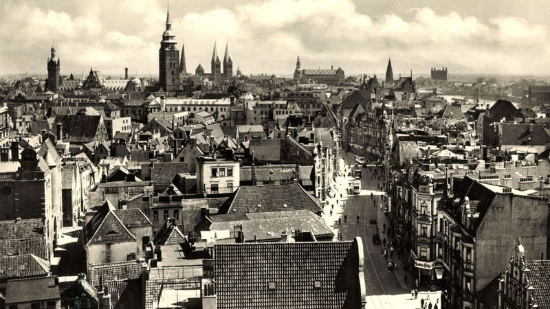 Historische Luftaufnahme vom Stadtzentrum Bremen, 1934