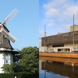 Collage zeigt die Mühle in Oberneuland und das Auswandererhaus in Bremerhaven.