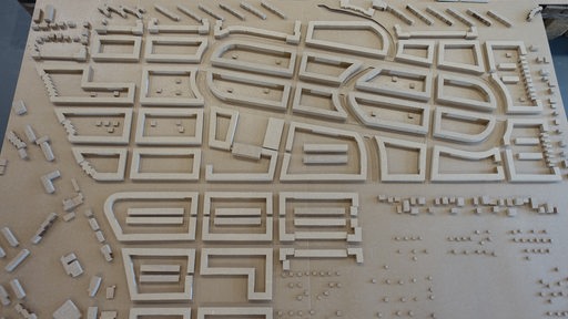 Ein Modell für den neuen Stadtteil auf der Galopprennbahn von Nicolas Padinha.
