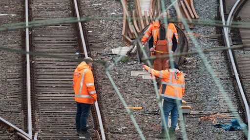 Menschen bei Gleisbauarbeiten