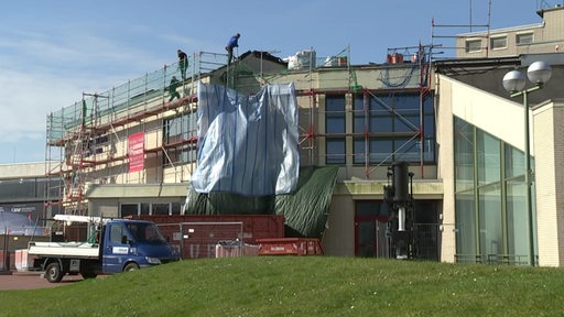 Die Schiffahrtsmuseums-Baustelle während der Gebäudesanierung.