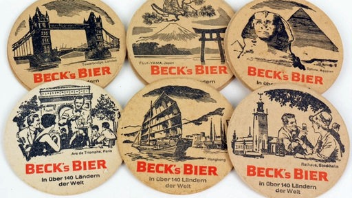 Bierdeckel mit Becks Bier-Werbung um 1970