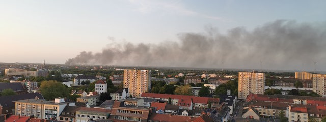 Rauchsäule über Bremerhaven