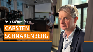 Zu sehen ist das Gesicht von Carsten Schnakenberg und der Titel "Felix Krömer fragt...Carsten Schnakenberg".