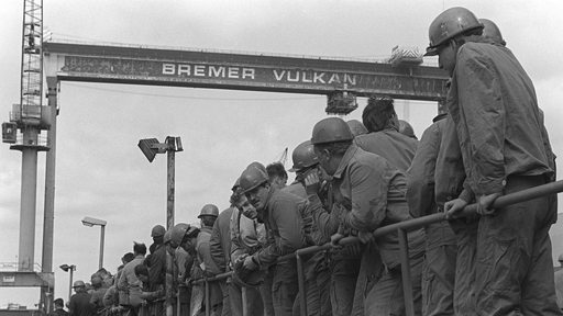 Werftarbeiter auf dem Gelände der Bremer Vulkan-Werft im Jahr 1991. (Archivbild)
