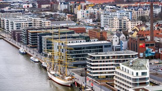 Übersicht des Neuen Hafen in Bremerhaven.