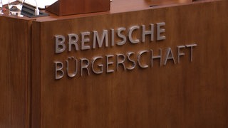 Das Schild mit der Aufschrift "Bremische Bürgerschaft" im Bremer Landesparlament.