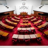 Der leere Saal der Bremischen Bürgerschaft.