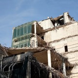 Trümmer eines abgerissenen Hauses, ehemaliges Bürogebäude der Deutschen Bundesbank, Bremen im Oktober 2022.