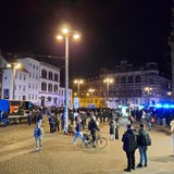 Eine Demonstration an der Bremer Domsheide.
