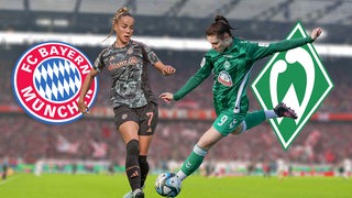Giulia Gwinn, Bayern München und Sophie Weidauer von Werder Bremen am Ball (Montage)