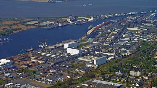 Ein Luftbild vom Fischereihafen in Bremerhaven