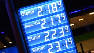 Spritpreise über 2 Euro werden an einer Tankstelle angezeigt
