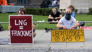 Umweltaktivist demonstrieren vor der Staatskanzlei Niedersachsen.