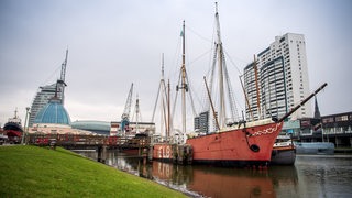 Das Feuerschiff "Elbe 3" liegt im Museumshafen vom Deutschen Schifffahrtsmuseum.