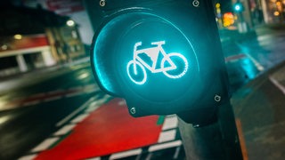 Ein grüne Ampel leuchtet nur für Radfahrer.