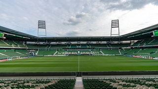 Ein Blick auf das leere Spielfeld im Weserstadtion in Bremen.
