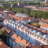 Blick über Häuser im Stadtteil Findorff.