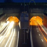 Die beiden Röhren des Wesertunnels zwischen Kleinensiel (Landkreis Wesermarsch) und Dedesdorf (Landkreis Cuxhaven).
