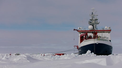 Das Forschungsschiff Polarstern im Eis.