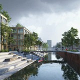 Ein Entwurf zeigt eine Ansicht des neuen Werftquartiers in Bremerhaven.
