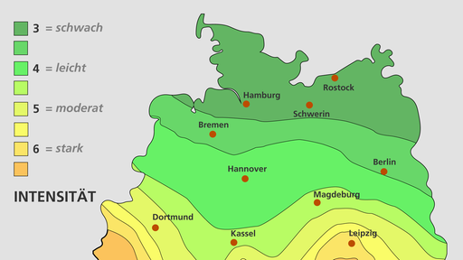 Eine Karte zeigt die Erdbebenzonen in Norddeutschland.