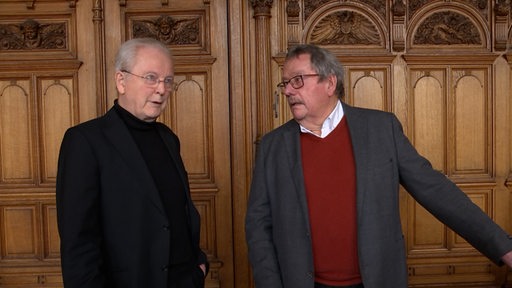 Strafverteidiger Erich Joester (links) und Richter im Ruhestand Walther Erwes (rechts)