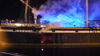 Die Seute Deern in Bremerhaven beim Brand im Frühjahr 2019