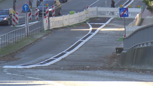 Die Baustelle der Fahrradroute am Wallring. 