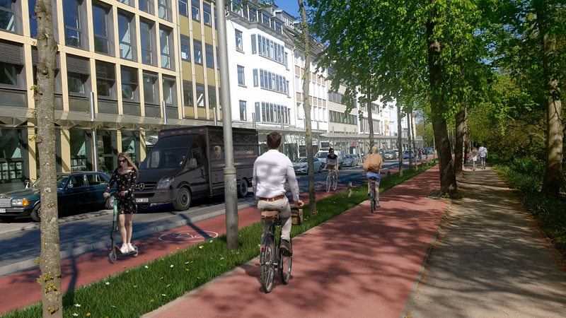 Die neue Fahrradstraße am Wall in der Bremer Innenstadt