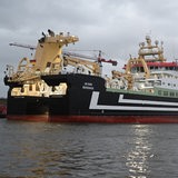 Das Fangschiff Jan Maria im Bremerhavener Fischereihafen. 