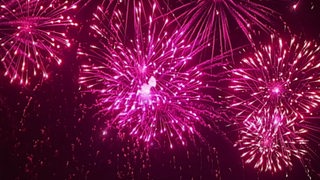 Großes rosa Feuerwerk am Himmel.