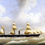 Ölgemälde mit Dampfsegler "Bremen"