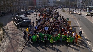 Demonstranten von "Fridays for Future" demonstrieren in der Bremer Innenstadt.