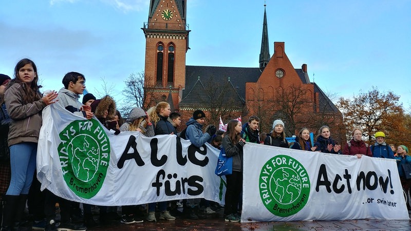 Teilnehmer der Fridays-for-Future-Demo in Bremerhaven.