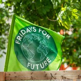 Eine Flagge mit der Aufschrift "Fridays for Future"