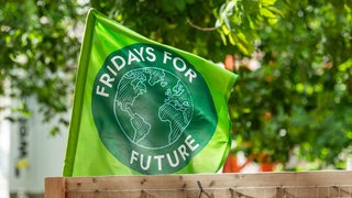 Eine Flagge mit der Aufschrift "Fridays for Future"
