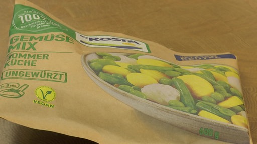 Eine Verpackung mit dem Gemüse-Mix von Frosta.