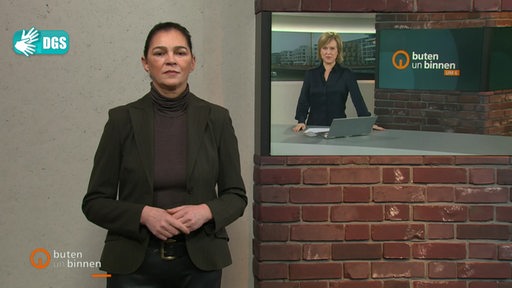 Die Gebärdendolmetscherin Pascale Ciesla im Studio von buten un binnen.