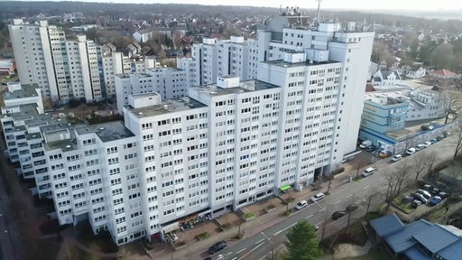 Die Hochhäuser der Grohner Düne in Bremen aus einer Luftausnahme. 