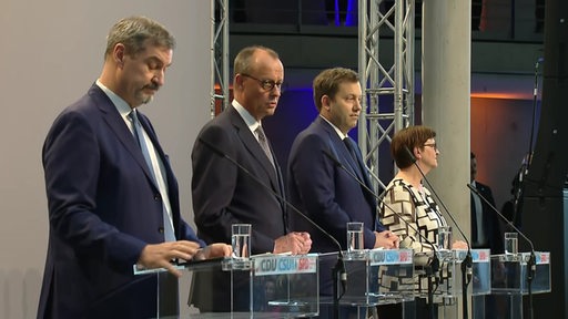 Die Parteivorsitzenden der Unionsparteien und SPD präsentieren im Paul-Löbe-Haus die Ergebnisse der Koalitionsverhandlungen